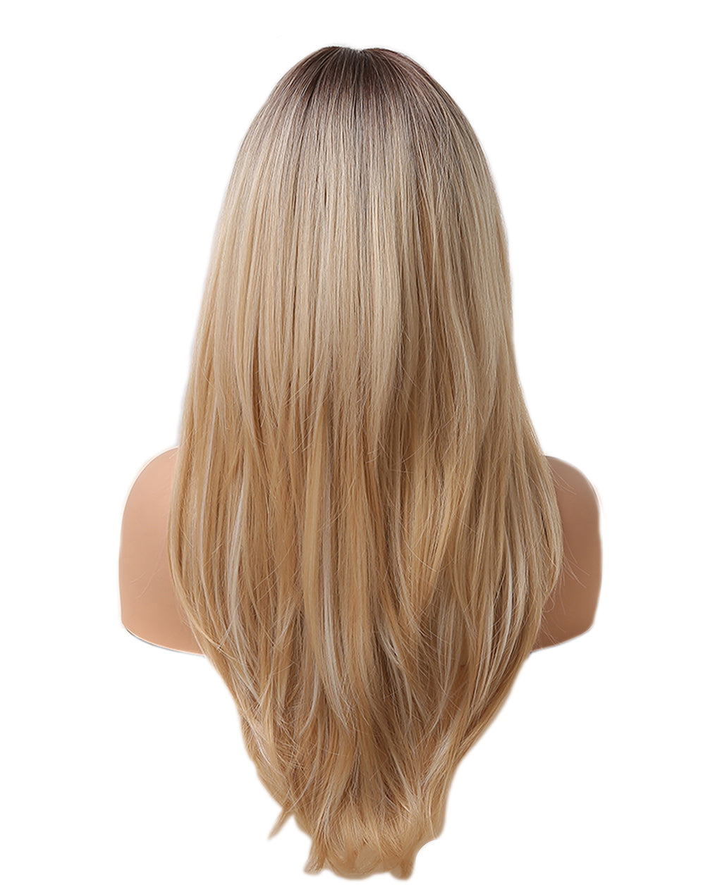 24 Inches Long Straight Ombre Blonde Wig with Bangs