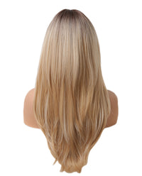 24 Inches Long Straight Ombre Blonde Wig with Bangs