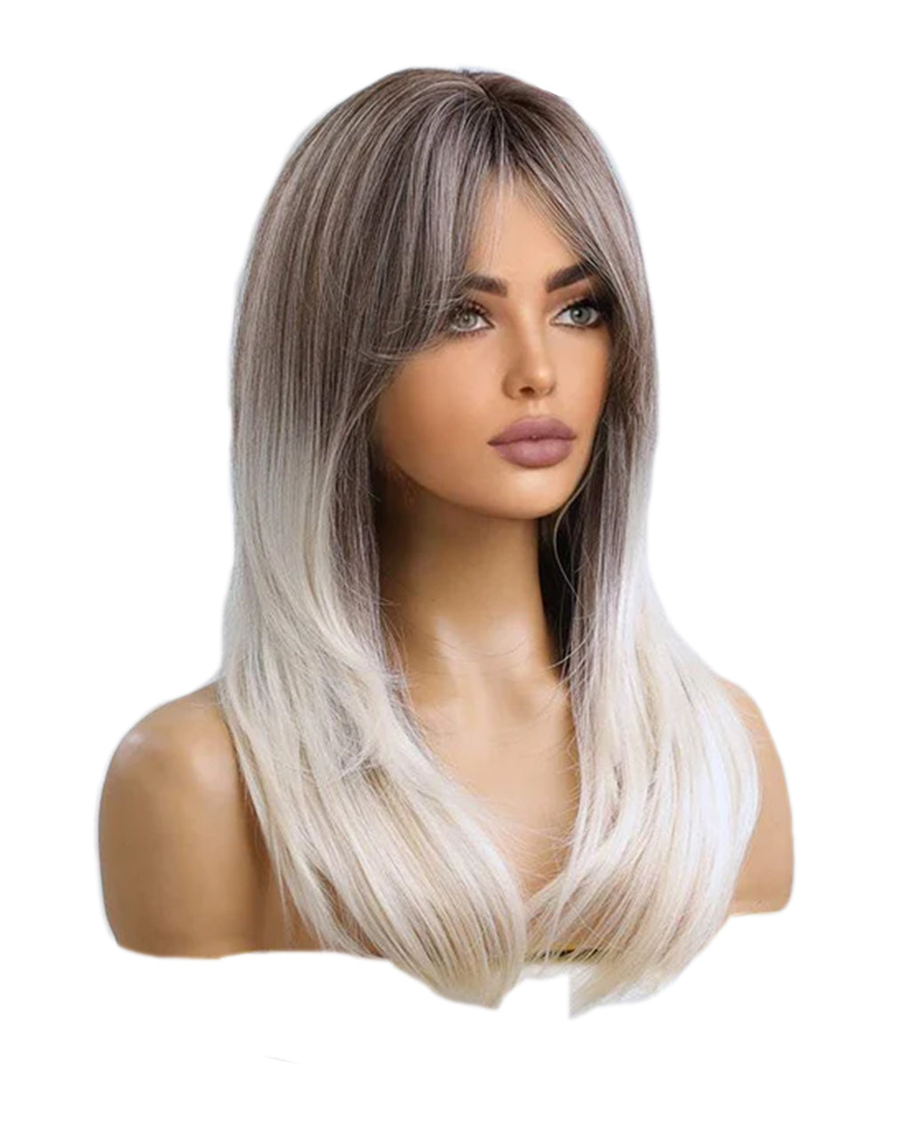 Long Straight Ombre Blonde Cosplay Wig with Bangs