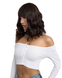 Short Wavy Synthetic Wig With Bangs - ABHAIR