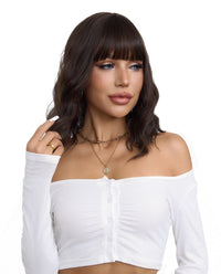 Short Wavy Synthetic Wig With Bangs - ABHAIR