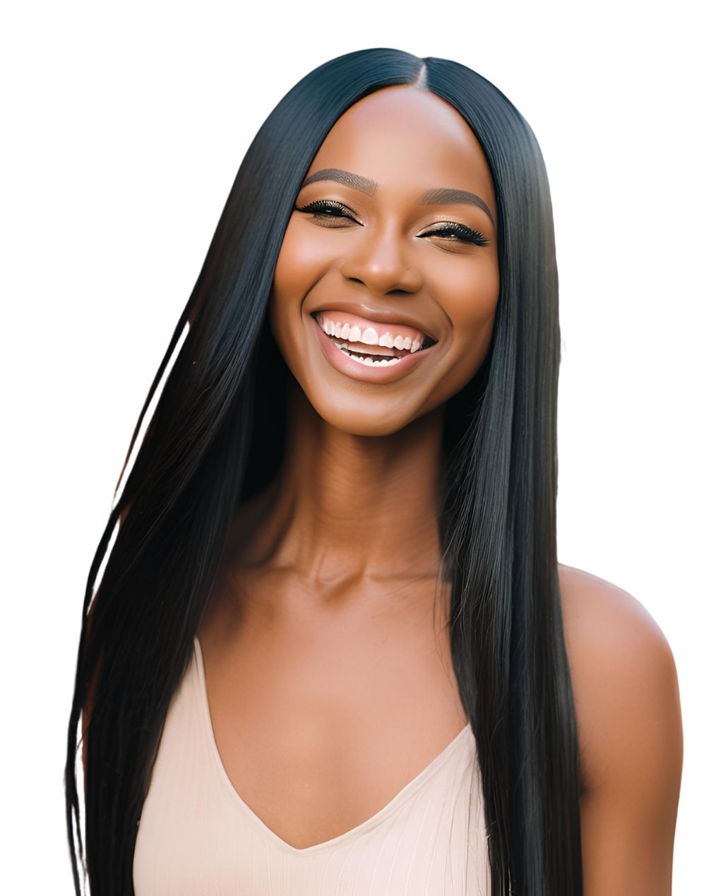 22" Natural Black Synthetic Lace Front Wig