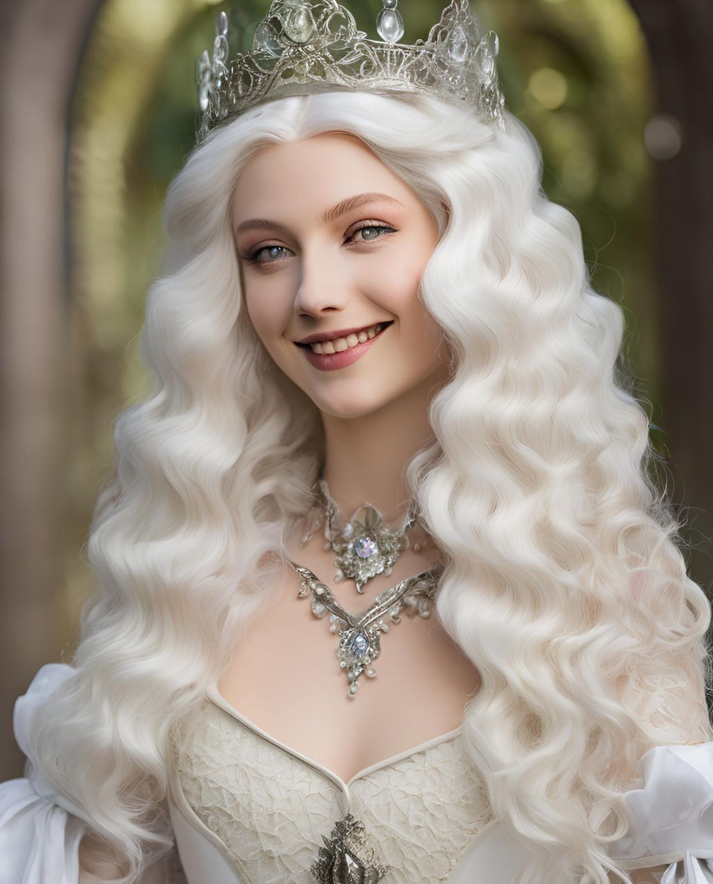 White Queen of Alice Through The Looking Glass Inspired Synthetic Costume Wig