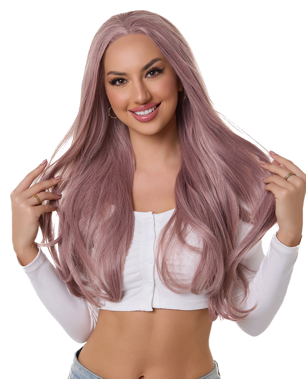 20"  Blush Wavy Synthetic Lace Front Wig