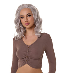 14"  Grey Short Curly Synthetic Lace Front Wig