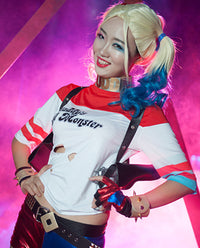 Harley Quinn Pink Blue Cosplay Synthetic Wig