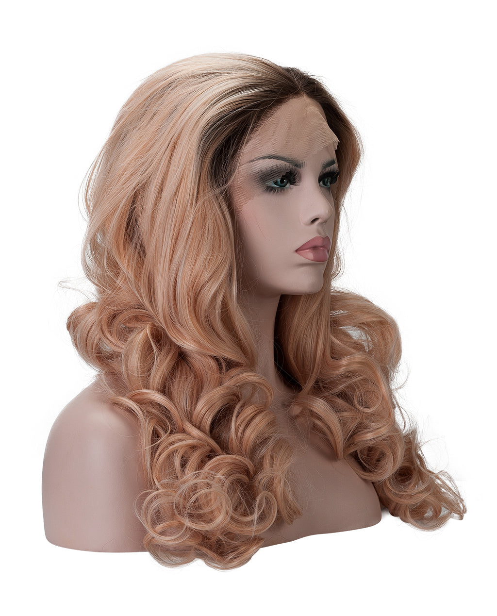 Medium Brown Ombre 18" Wavy Synthetic Lace Front Wig - ABHAIR