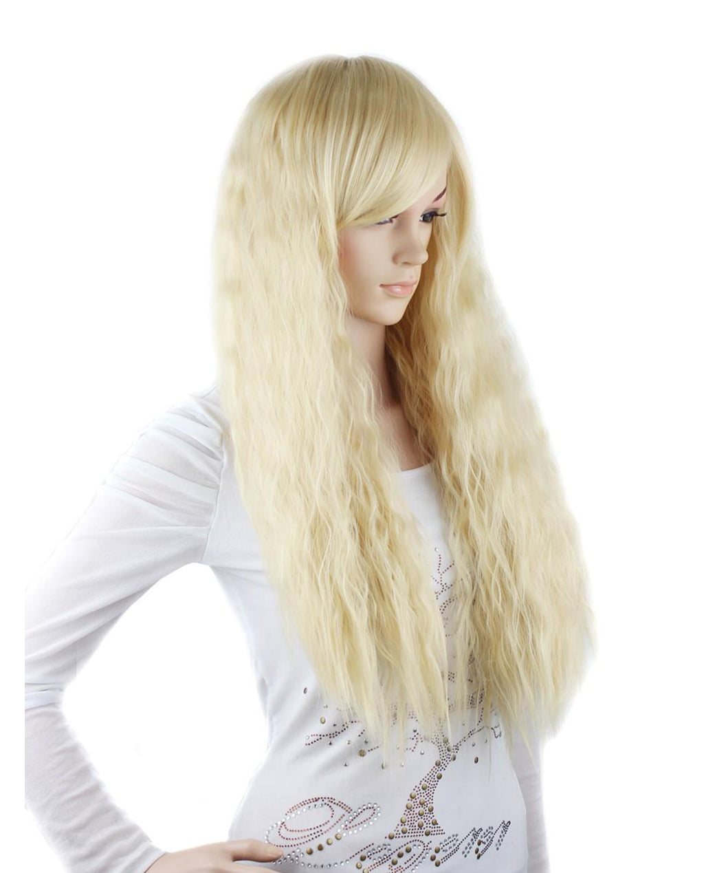 Long Kinky Sythetic Wig Blonde Color Heat Resistant Synthetic Wig Halloween Wigs