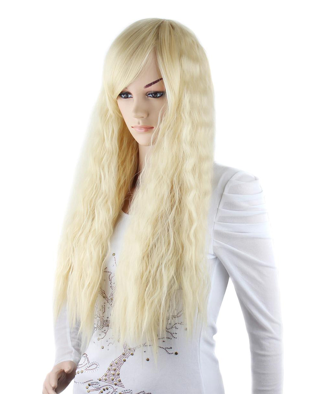 Long Kinky Sythetic Wig Blonde Color Heat Resistant Synthetic Wig Halloween Wigs