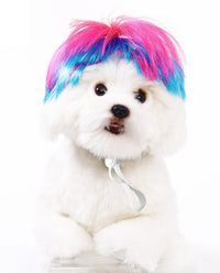 Short Cotton Candy Pastel Synthetic Wig for Pets - ABHAIR