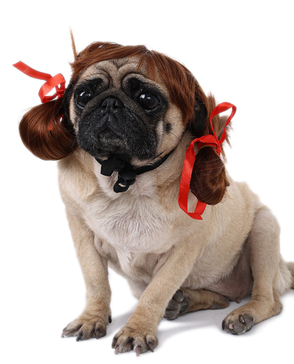 Pig Tail Brown Wig for Pets