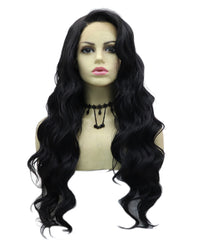 24" Natural Black Body Wave Synthetic Lace Front Wig