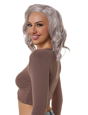 14"  Grey Short Curly Synthetic Lace Front Wig