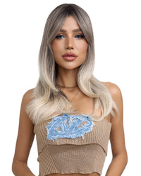 Long Straight Ombre Blonde Cosplay Wig with Bangs