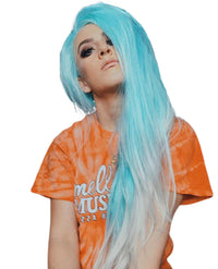 Light Blue Ombre 24" Straight Synthetic Lace Front Wig