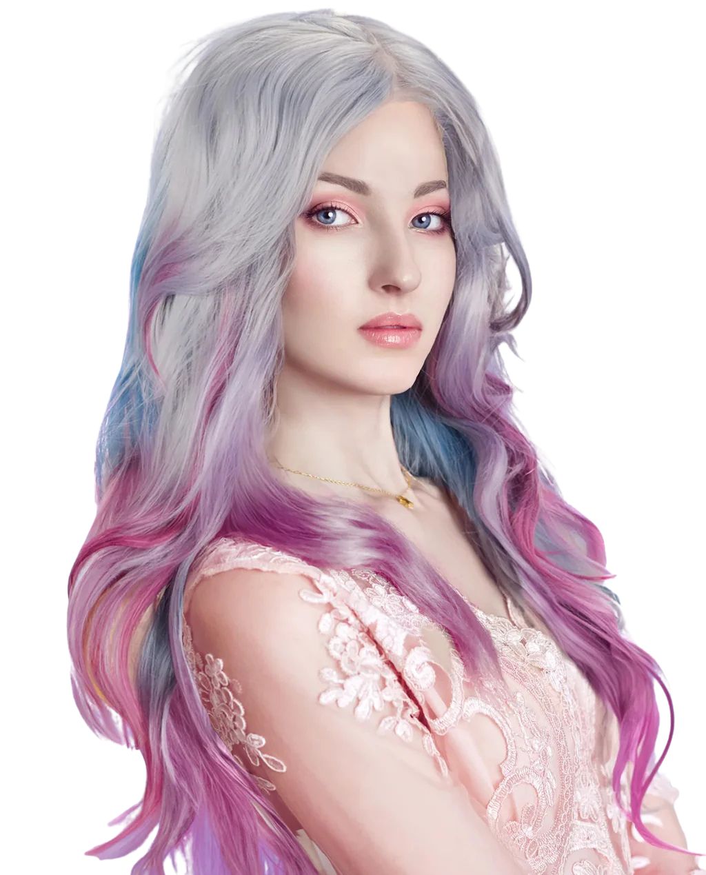 Gray Multi-Color Ombre 22" Wavy Synthetic Lace Front Wig