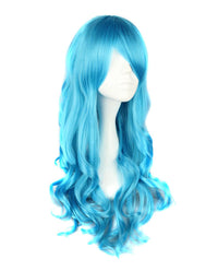 Long Curly Synthetic Lolita Costume Wig - Blue