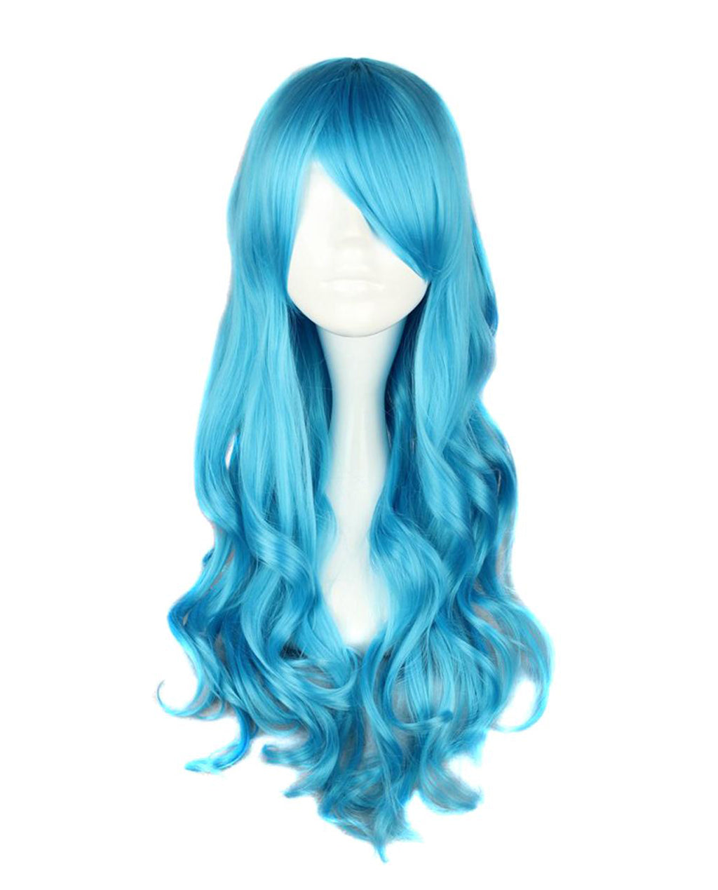 Long Curly Synthetic Lolita Costume Wig - Blue