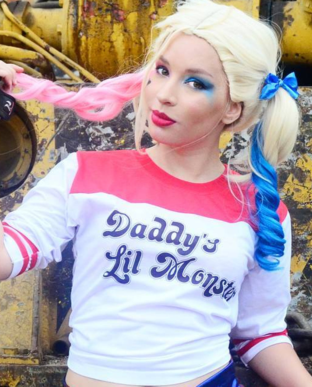 Harley Quinn Pink Blue Cosplay Synthetic Wig