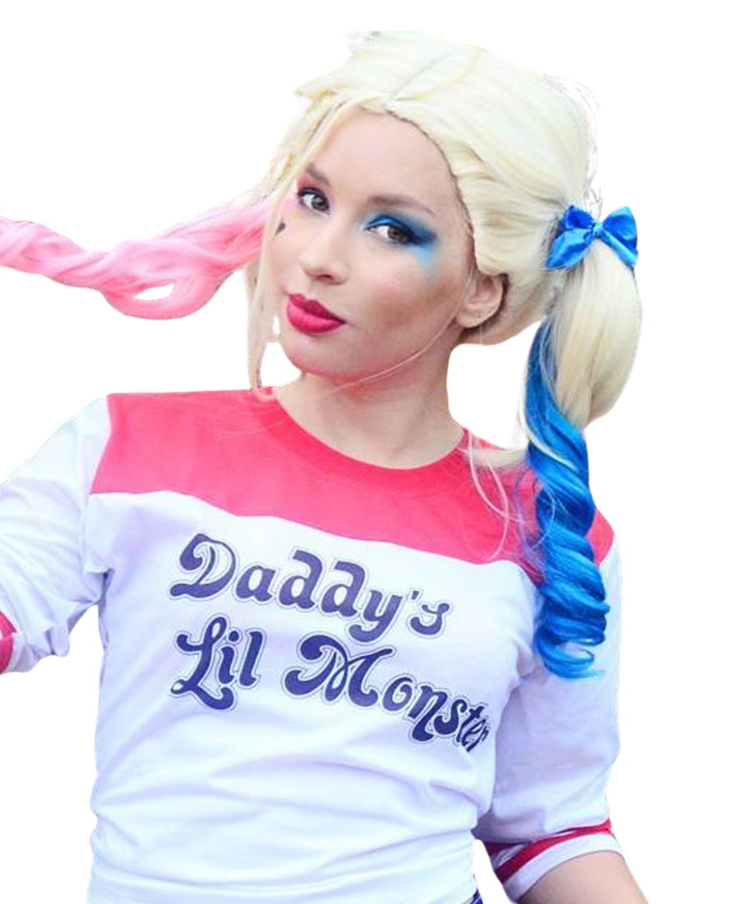 Harley Quinn Inspired Pink Blue Cosplay Synthetic Wig