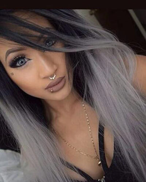 Gray Mix Ombre 24" Straight Wig