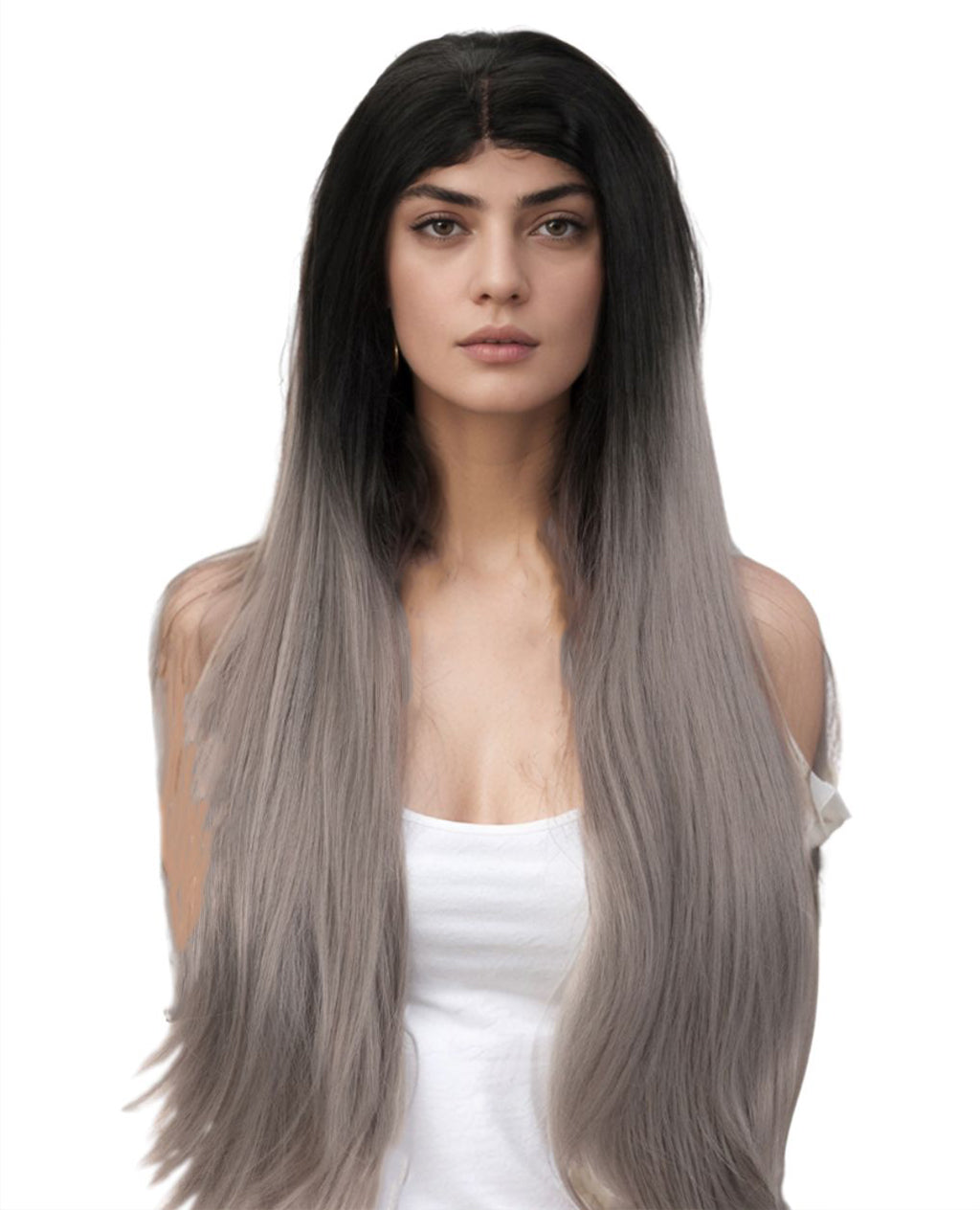 Gray Mix Ombre 24" Straight Synthetic Lace Front Wig