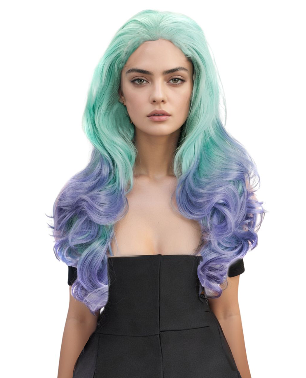 Light Blue 22" Ombre Body Wave Synthetic Lace Front Wig