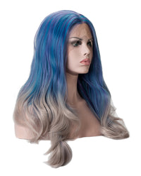 Blue/Gray Wavy 18"  Synthetic Lace Front Wig - ABHAIR