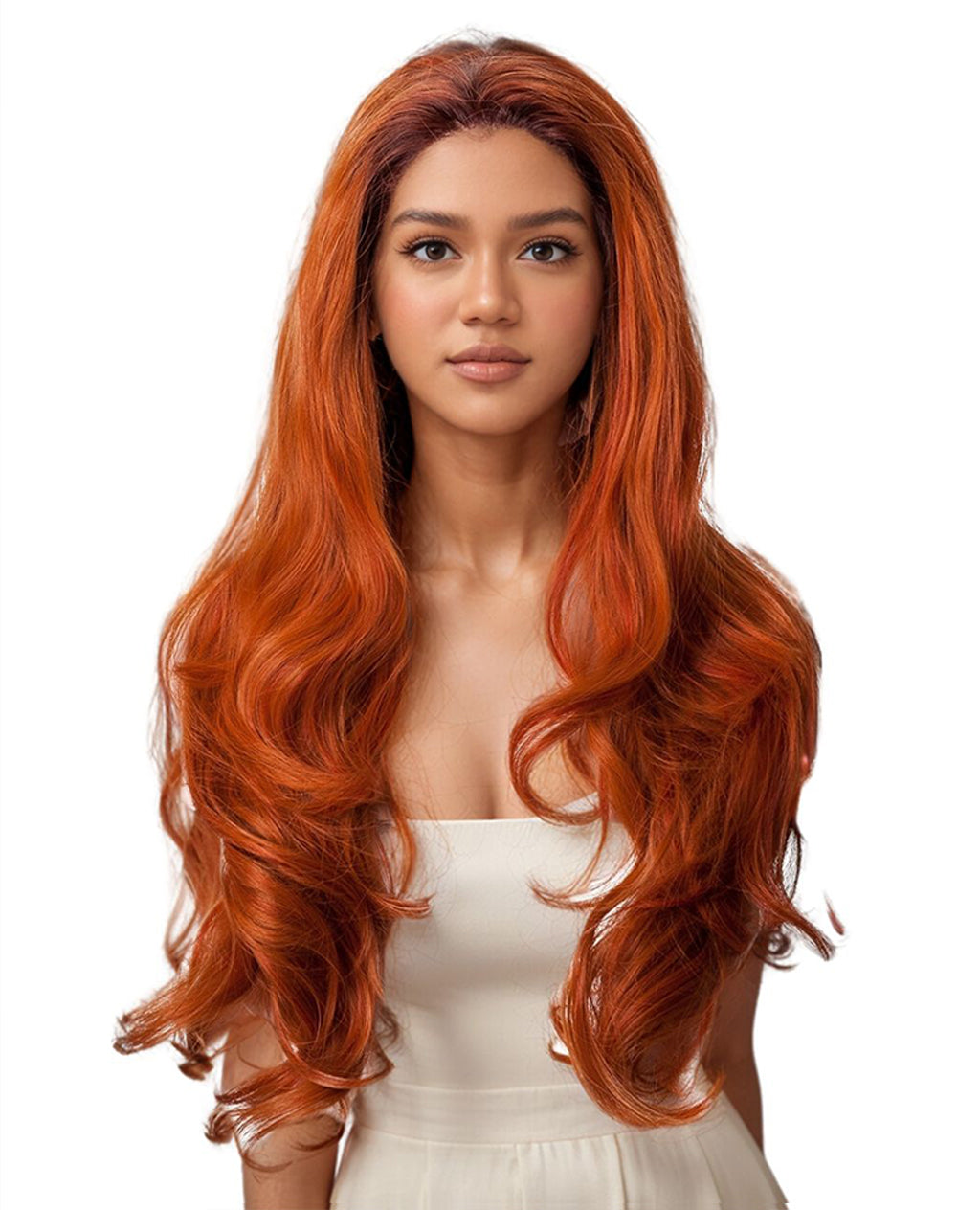 Ombre Orange Wavy 24" Synthetic Lace Front Wig