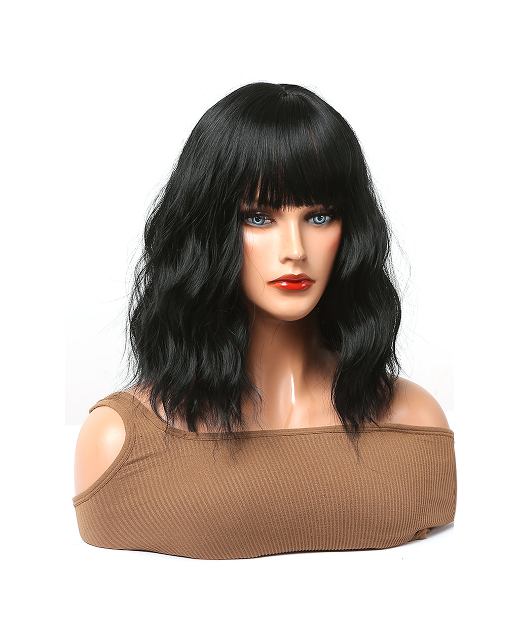 Short Wavy Synthetic Wig With Bangs - ABHAIR