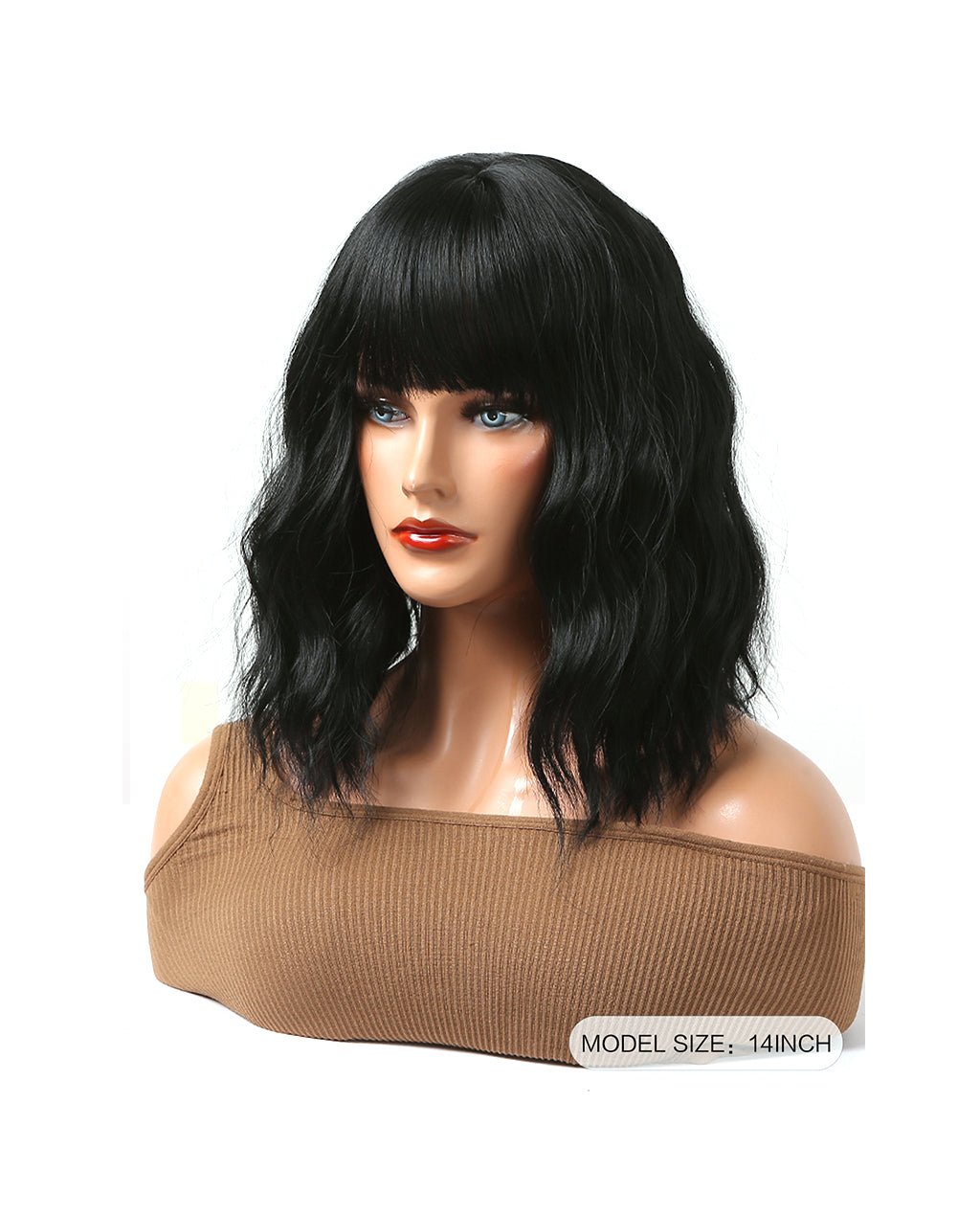 Short Wavy Synthetic Wig With Bangs