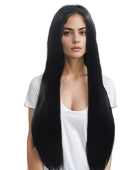 22" Natural Black Synthetic Lace Front Wig