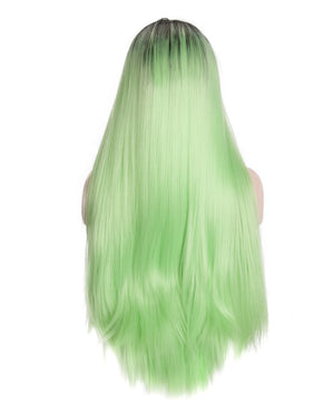 Pastel Green Ombre 24" Straight Synthetic Lace Front Wig - ABHAIR