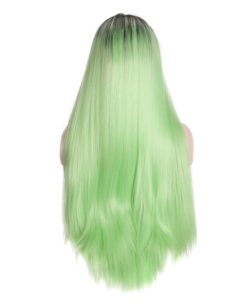 Pastel Green Ombre 24" Straight Synthetic Lace Front Wig - ABHAIR