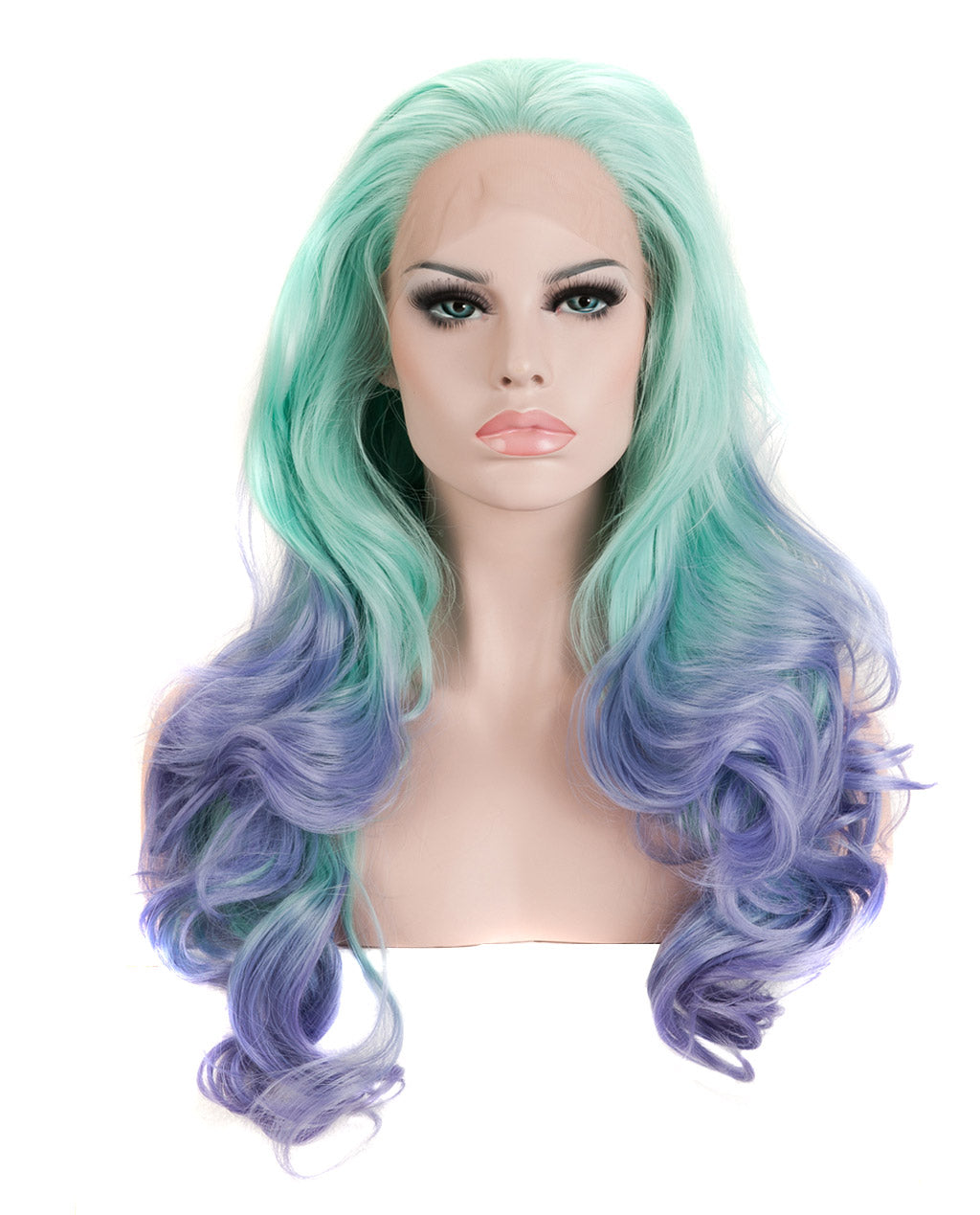 Light Blue 22" Ombre Body Wave Synthetic Lace Front Wig - ABHAIR